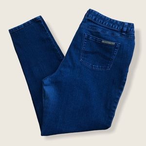 Michael Kors Blue Solid Skinny Leg Jeans 14W